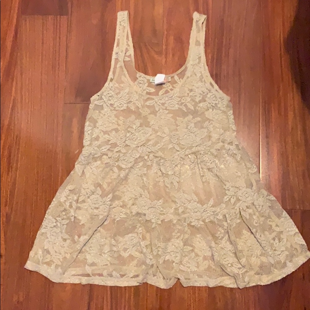 Gold Flower Lace Top